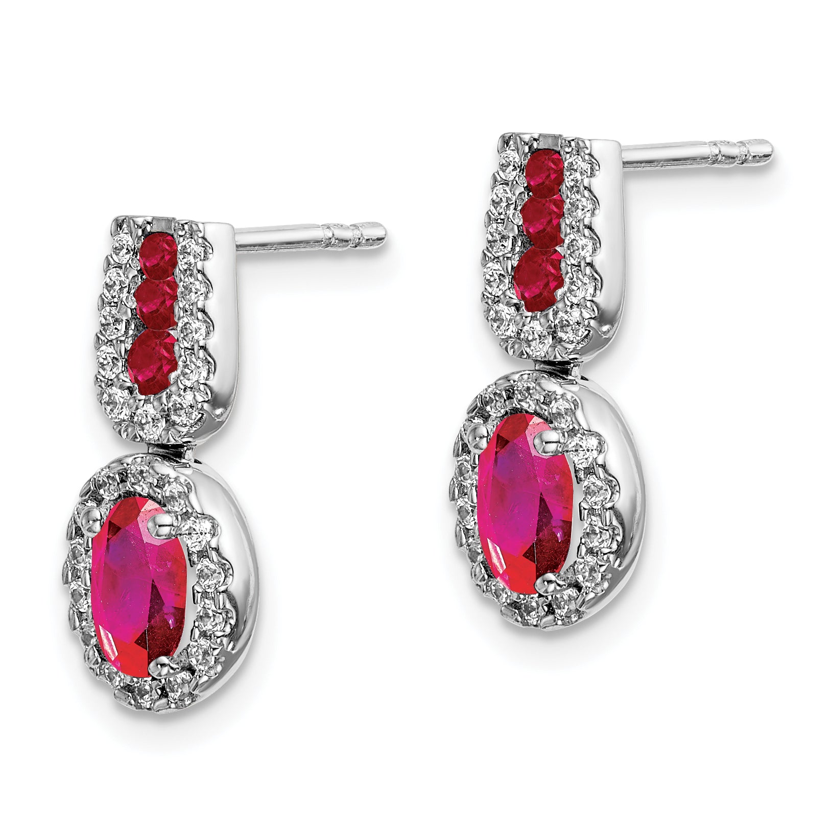 14k White Gold Diamond and Ruby Earrings (2.8 grams)