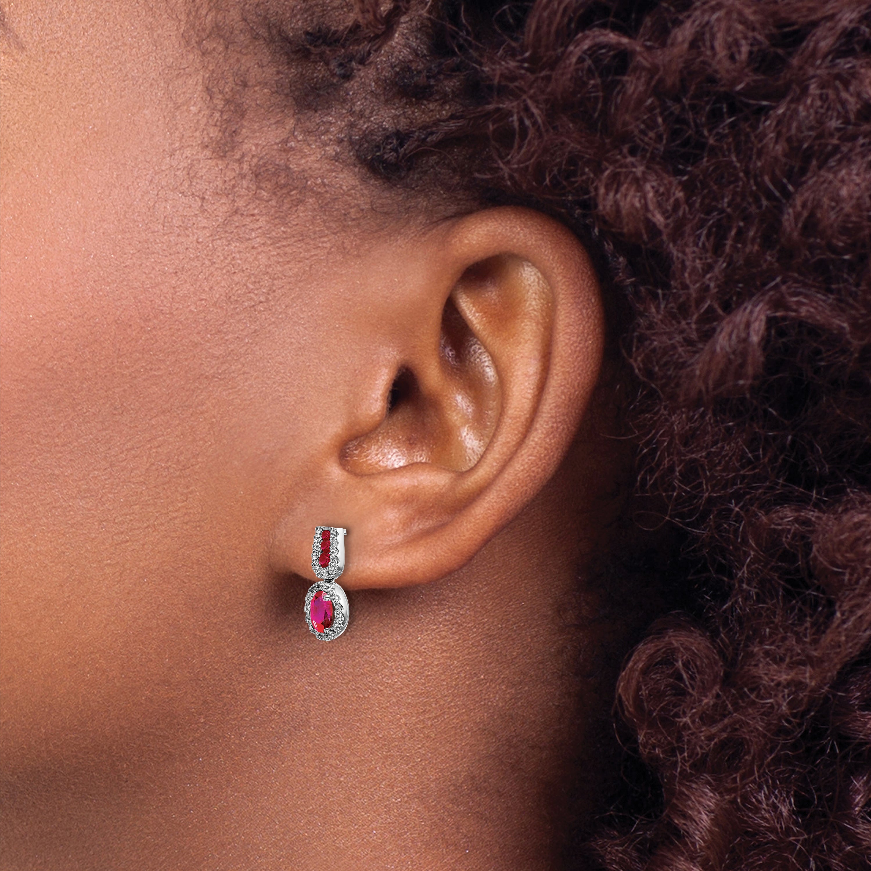 14k White Gold Diamond and Ruby Earrings (2.8 grams)