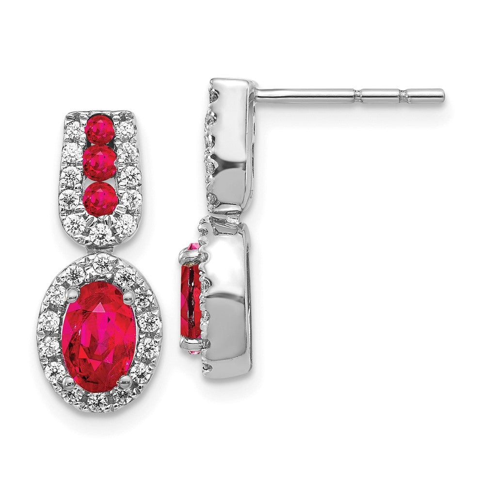 14k White Gold Diamond and Ruby Earrings (2.8 grams)