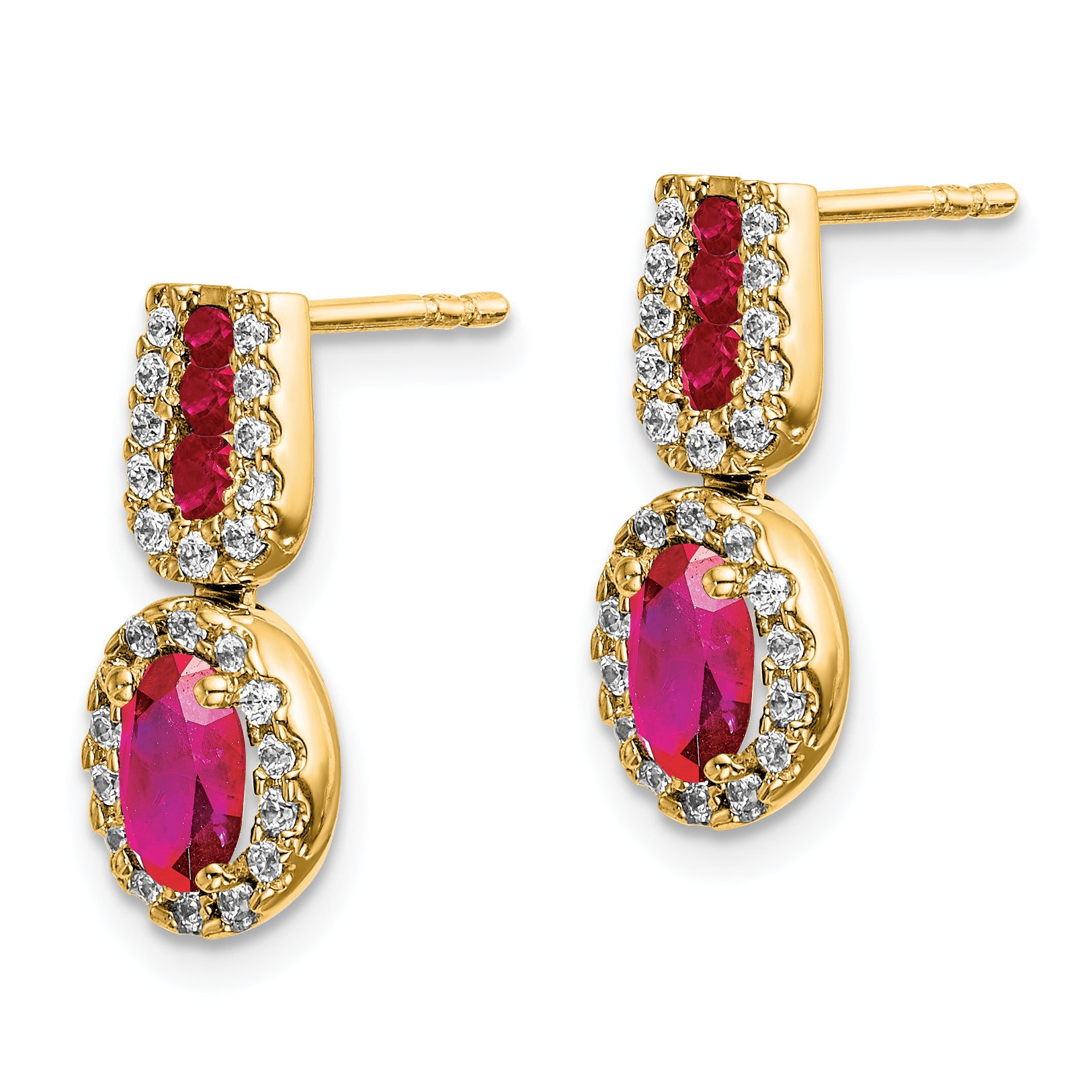 14k Yellow Gold Diamond and Ruby Earrings (2.8 grams)