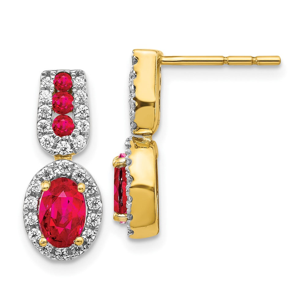 14k Yellow Gold Diamond and Ruby Earrings (2.8 grams)