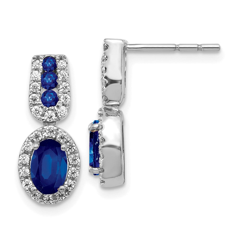 14k White Gold Diamond and Sapphire Post Earrings (2.8 grams)