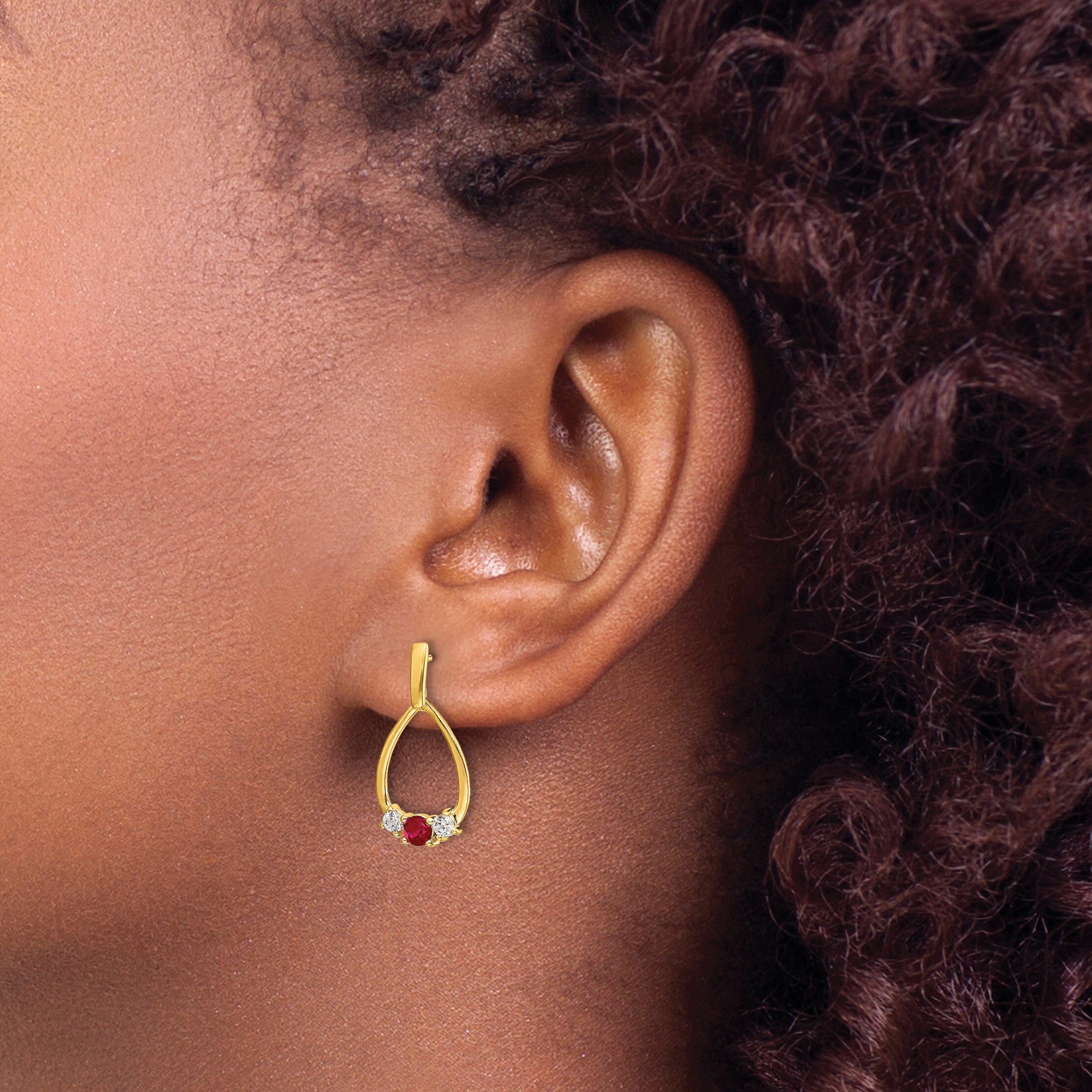 14k Ruby and White Sapphire Post Dangle Earrings (1.72 grams)