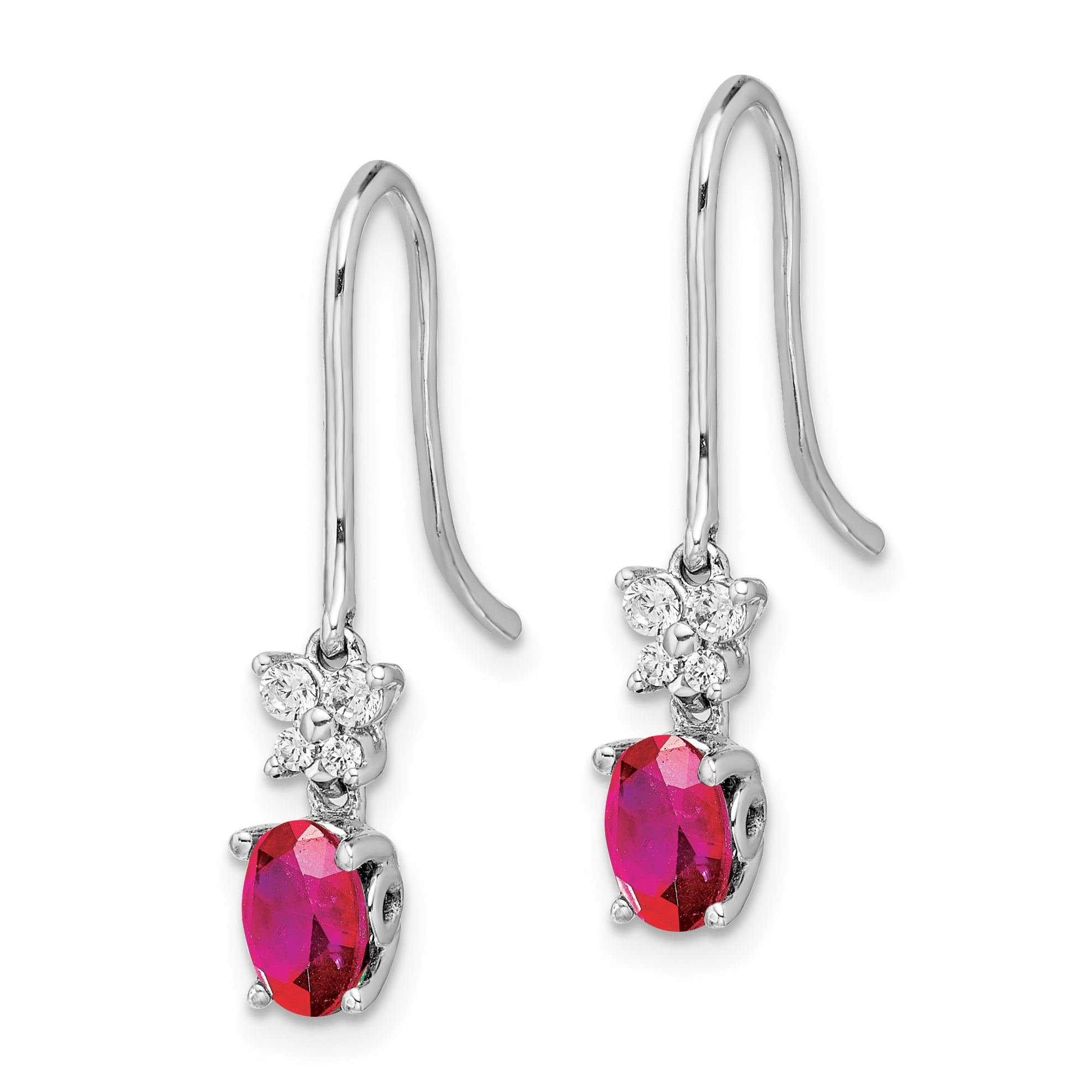 14k White Gold Diamond and Oval Ruby Earrings (1.55 grams)