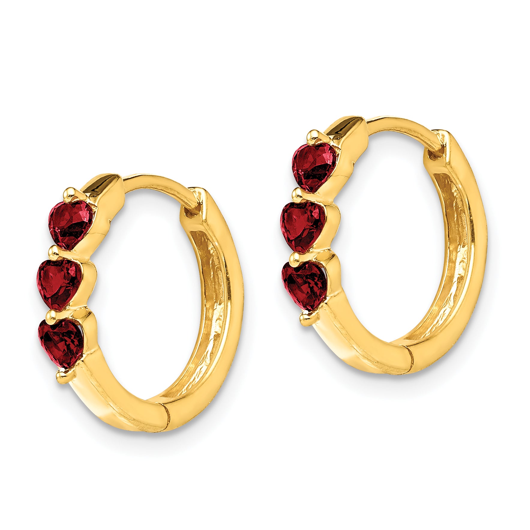 14k Created Ruby Polished Hinged Hoop Earrings (2.6 grams)