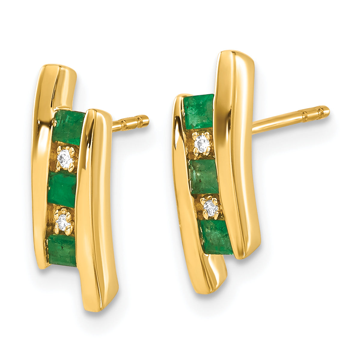 14k Diamond and Emerald Earrings (2.47 grams)