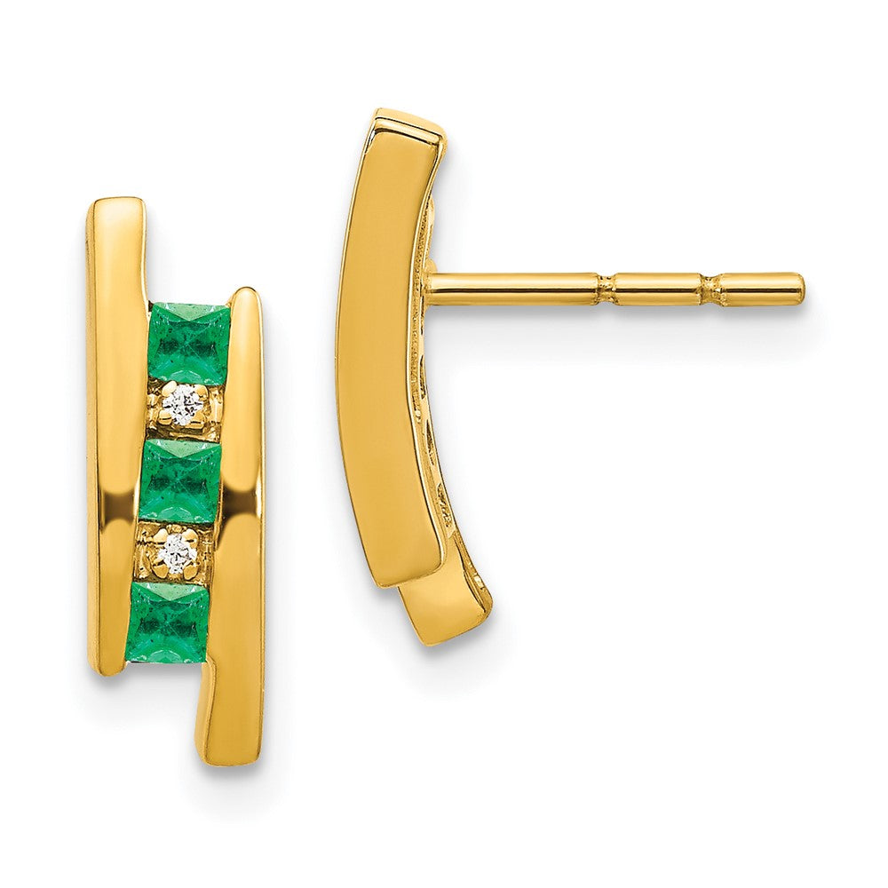 14k Diamond and Emerald Earrings (2.47 grams)