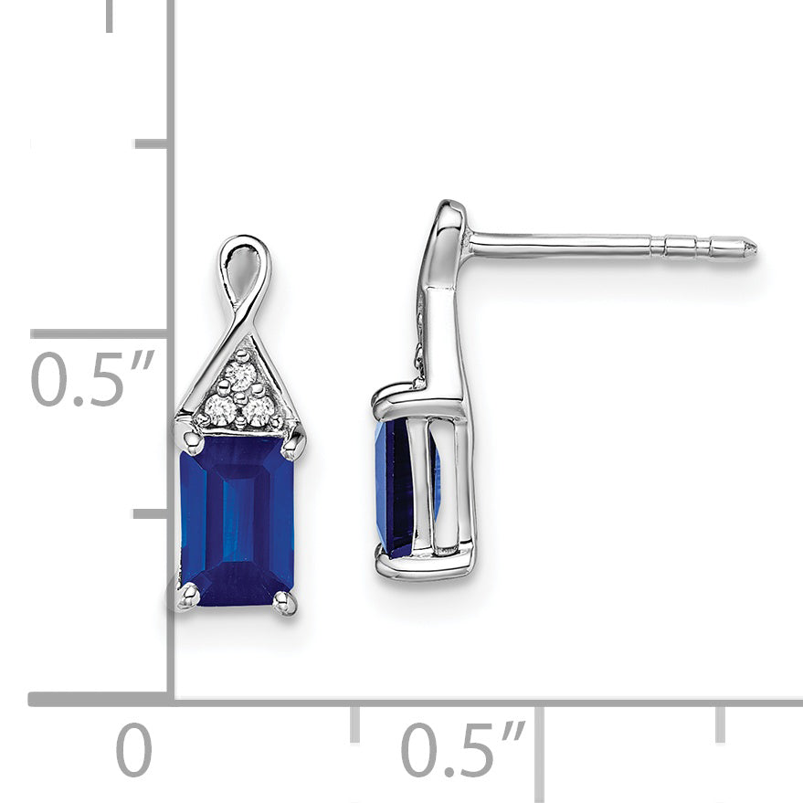 14k White Gold Sapphire and Diamond Earrings (1.22 grams)