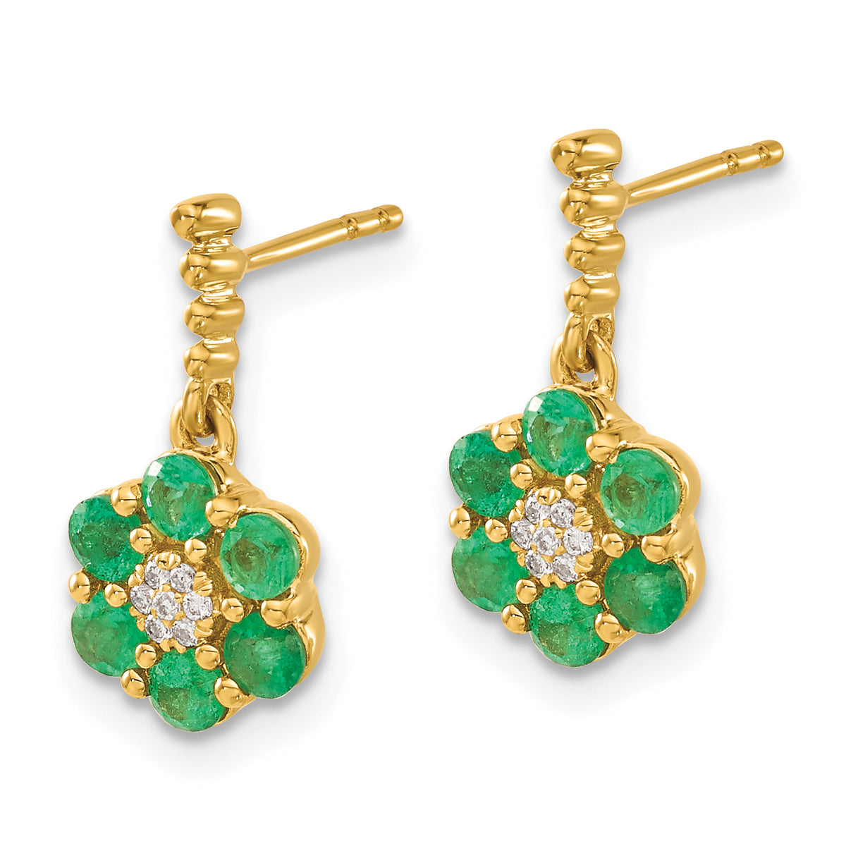 14k Emerald and Diamond Earrings (2.25 grams)