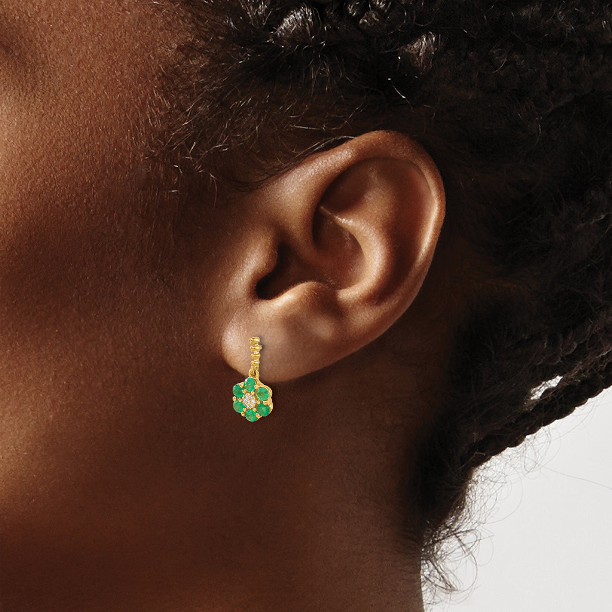 14k Emerald and Diamond Earrings (2.25 grams)
