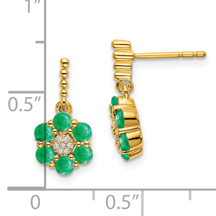 14k Emerald and Diamond Earrings (2.25 grams)