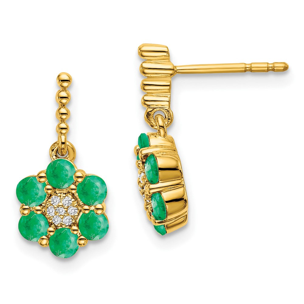 14k Emerald and Diamond Earrings (2.25 grams)
