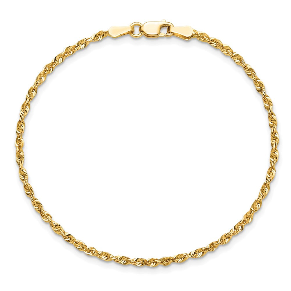 14k 2.0mm Extra-Light D/C Rope Chain Bracelet (1.82 grams)
