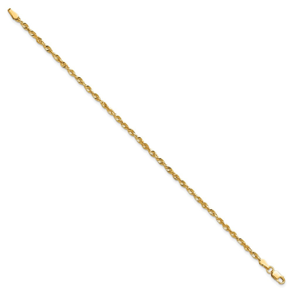 14k 2.5mm Extra-Light D/C Rope Chain Bracelet (2.65 grams)