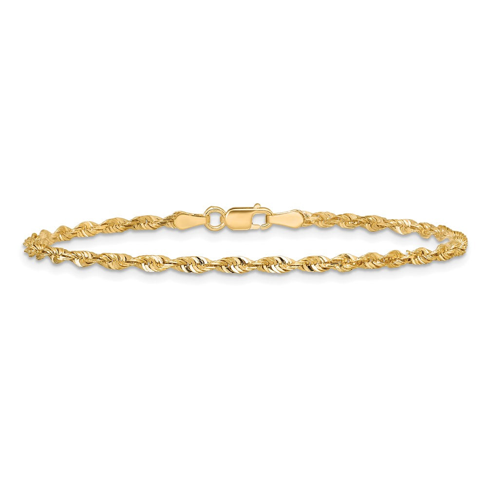 14k 2.5mm Extra-Light D/C Rope Chain Bracelet (2.65 grams)
