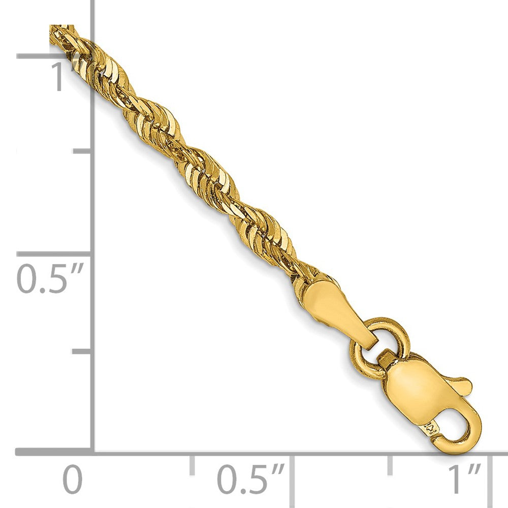 14k 2.5mm Extra-Light D/C Rope Chain Bracelet (2.65 grams)