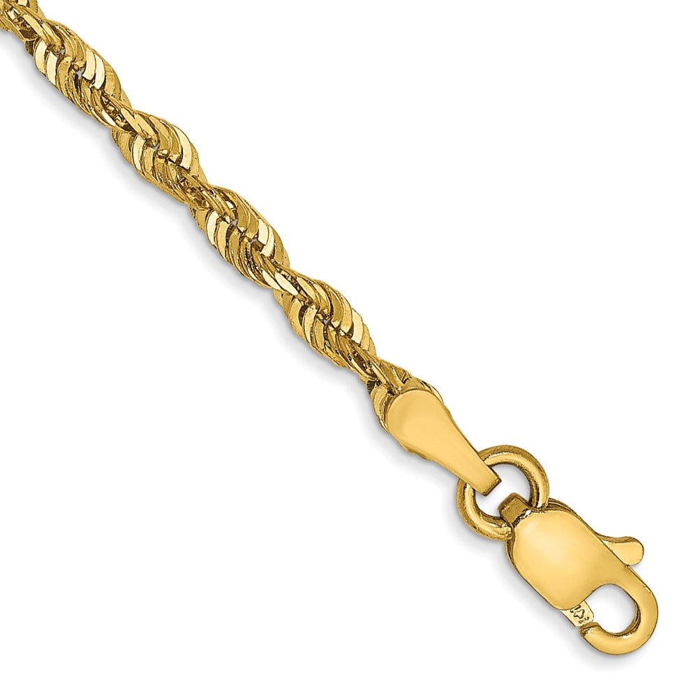 14k 2.5mm Extra-Light D/C Rope Chain Bracelet (2.65 grams)