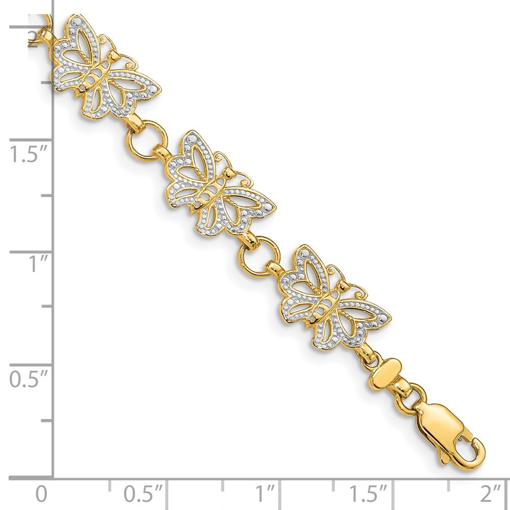 14k with White Rhodium Butterfly 7 inch Bracelet (6.13 grams)