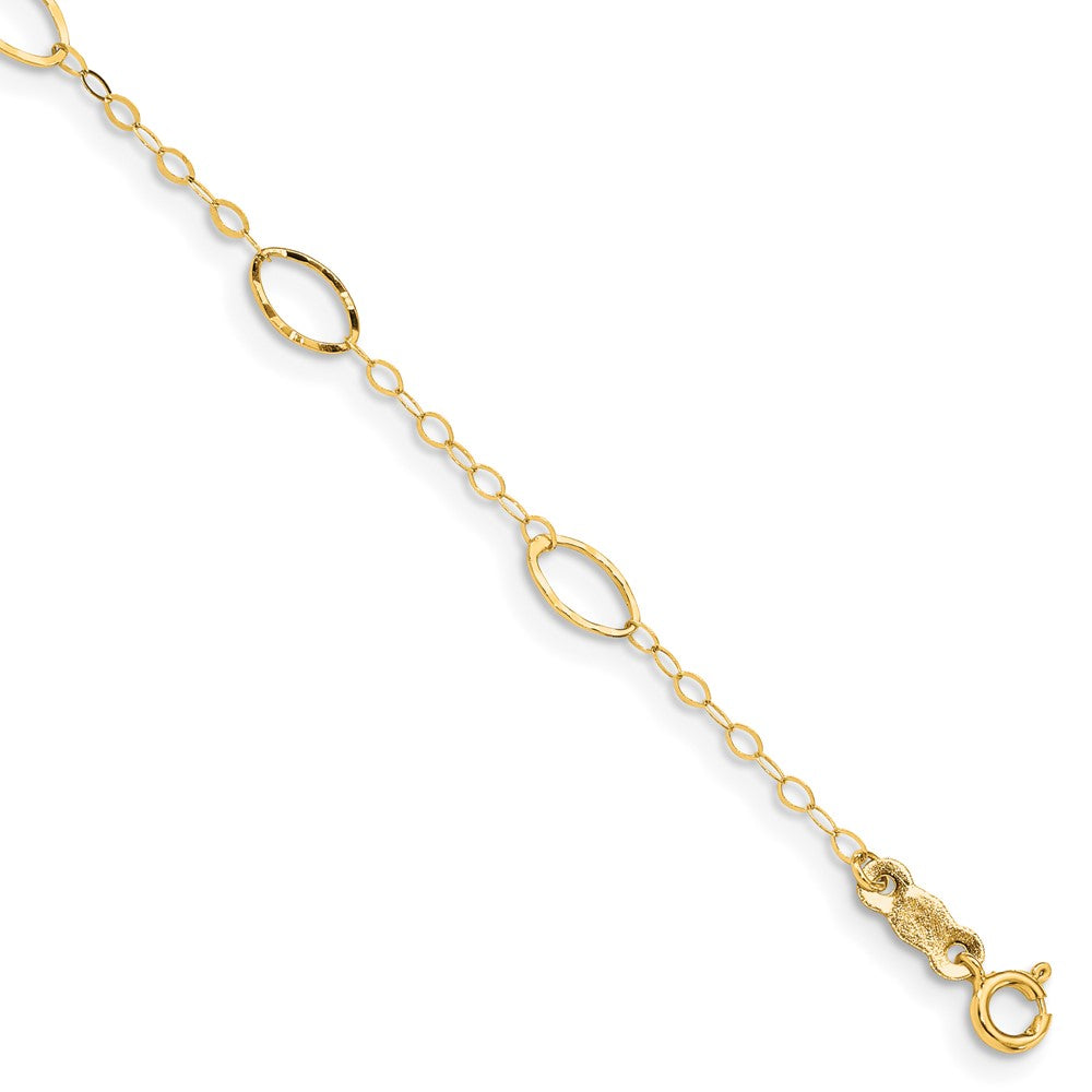 14k Yellow Gold 4 mm Oval Design Diamond-cut Bracelet (0.54 grams)