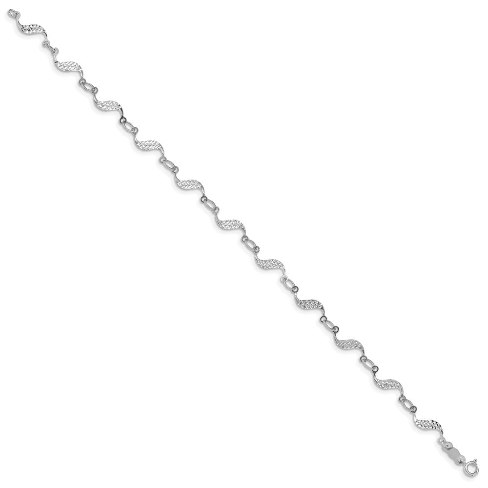 14k White Gold 5 mm Diamond-cut Bracelet (0.96 grams)