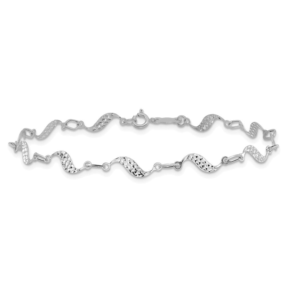 14k White Gold 5 mm Diamond-cut Bracelet (0.96 grams)