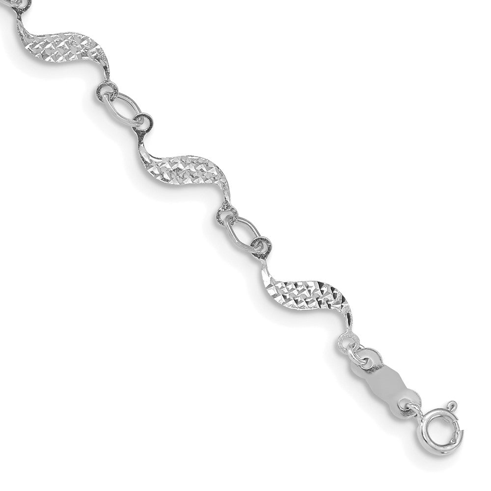 14k White Gold 5 mm Diamond-cut Bracelet (0.96 grams)
