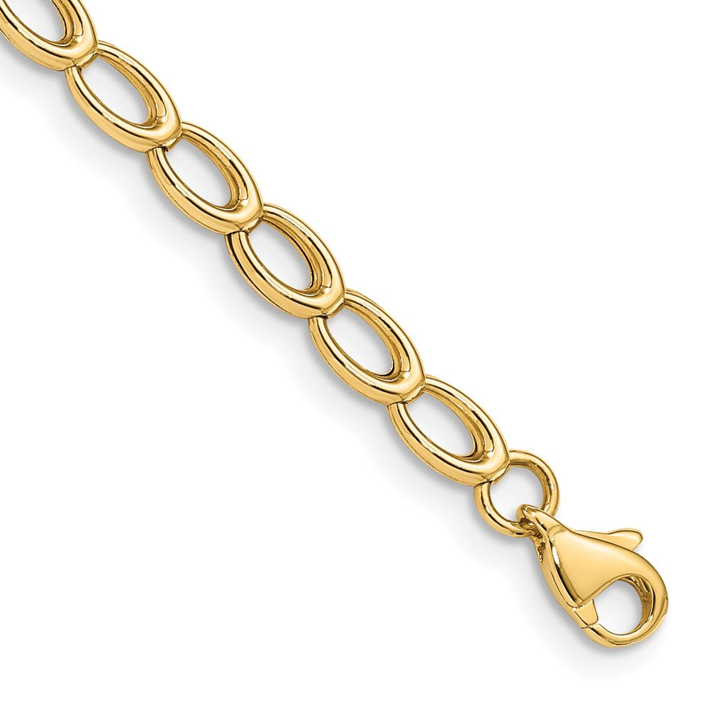 14k Yellow Gold 4 mm Gold Polished Open Link Bracelet (3.57 grams)