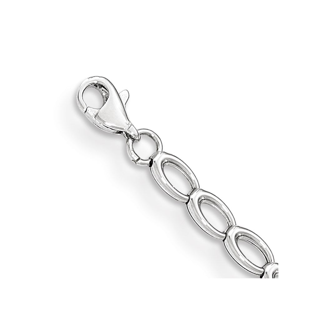 14k White Gold 4 mm Polished Open Link Bracelet (3.54 grams)