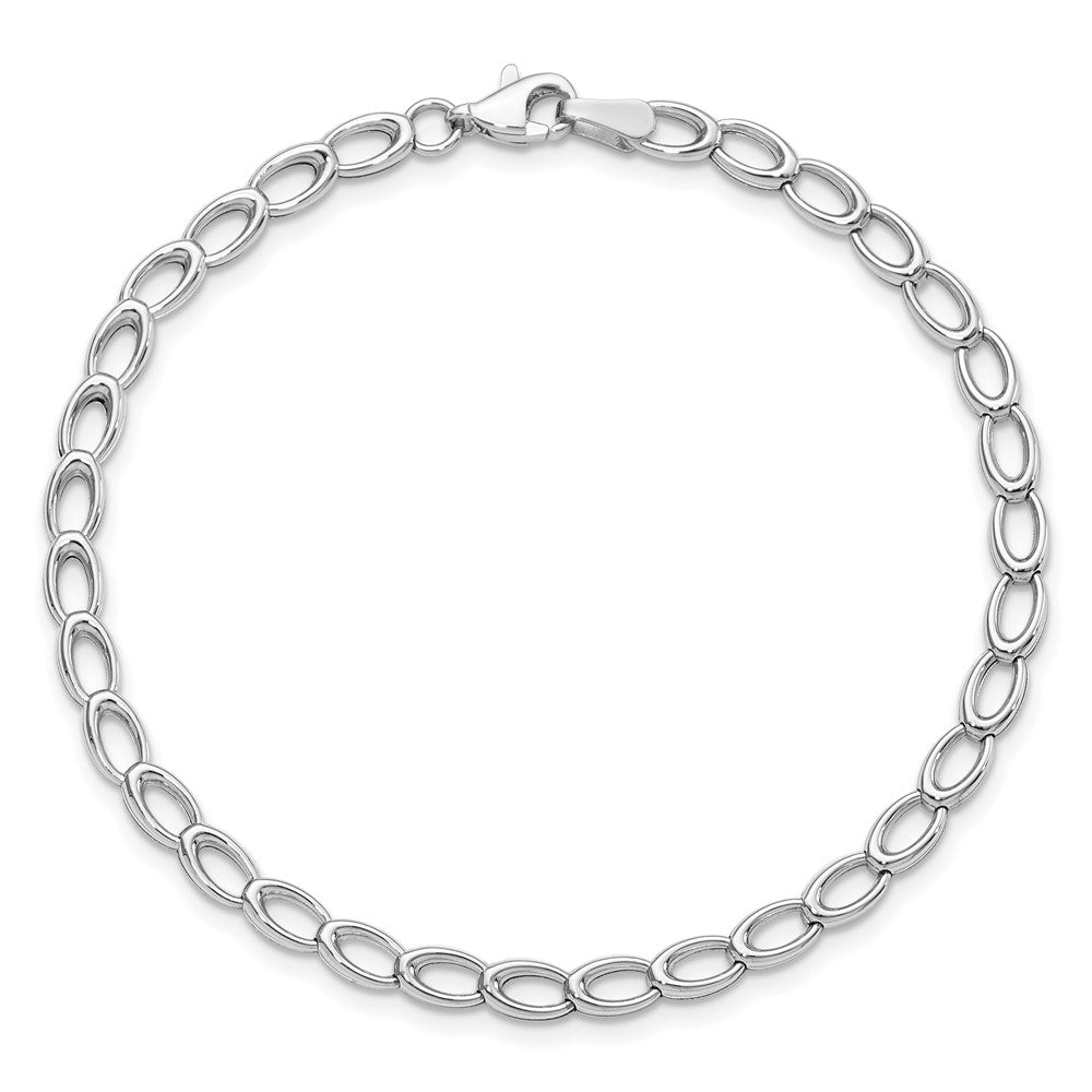 14k White Gold 4 mm Polished Open Link Bracelet (3.54 grams)