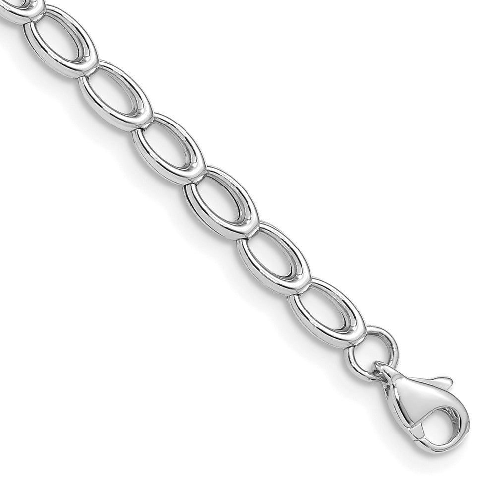 14k White Gold 4 mm Polished Open Link Bracelet (3.54 grams)