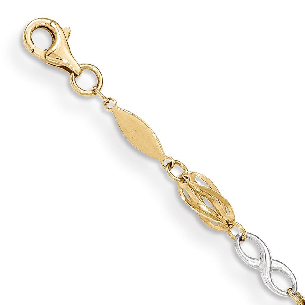 14k Two-tone 5 mm Polished Infinity Symbol in Bracelet (2.87 grams)