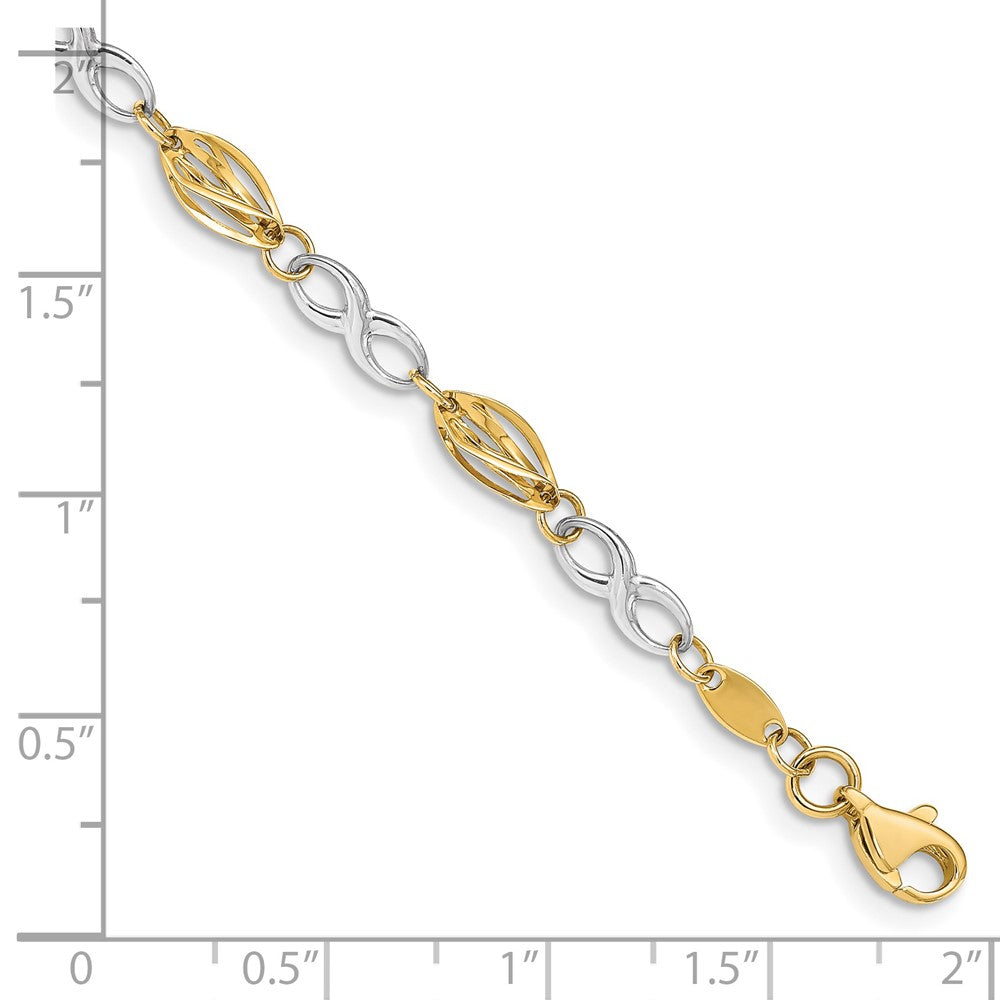 14k Two-tone 5 mm Polished Infinity Symbol in Bracelet (2.87 grams)