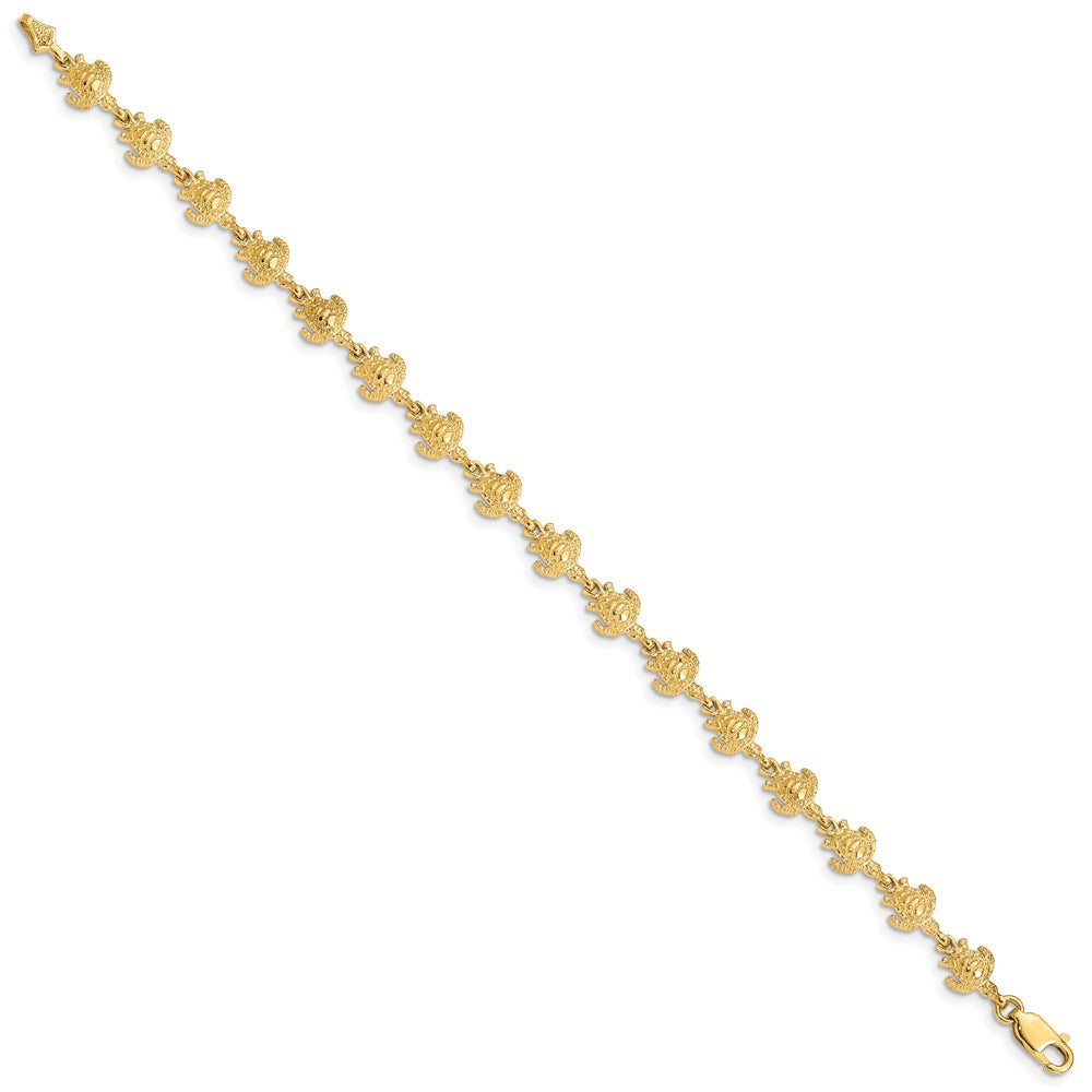 14k Yellow Gold 7 mm Polished and Textured Turtle Bracelet (4.16 grams)