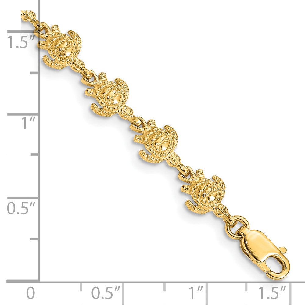 14k Yellow Gold 7 mm Polished and Textured Turtle Bracelet (4.16 grams)