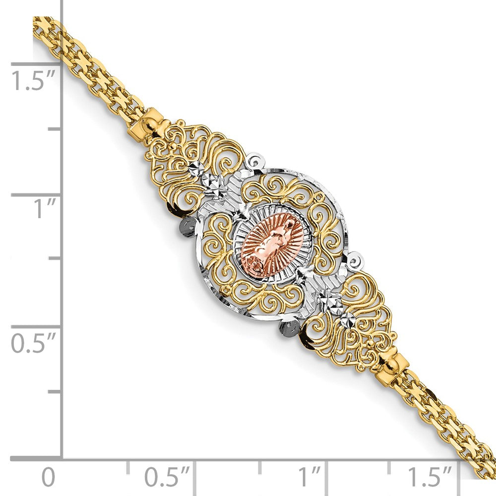 14k Two-tone 3 mm Our Lady of Guadalupe Bracelet (4.34 grams)