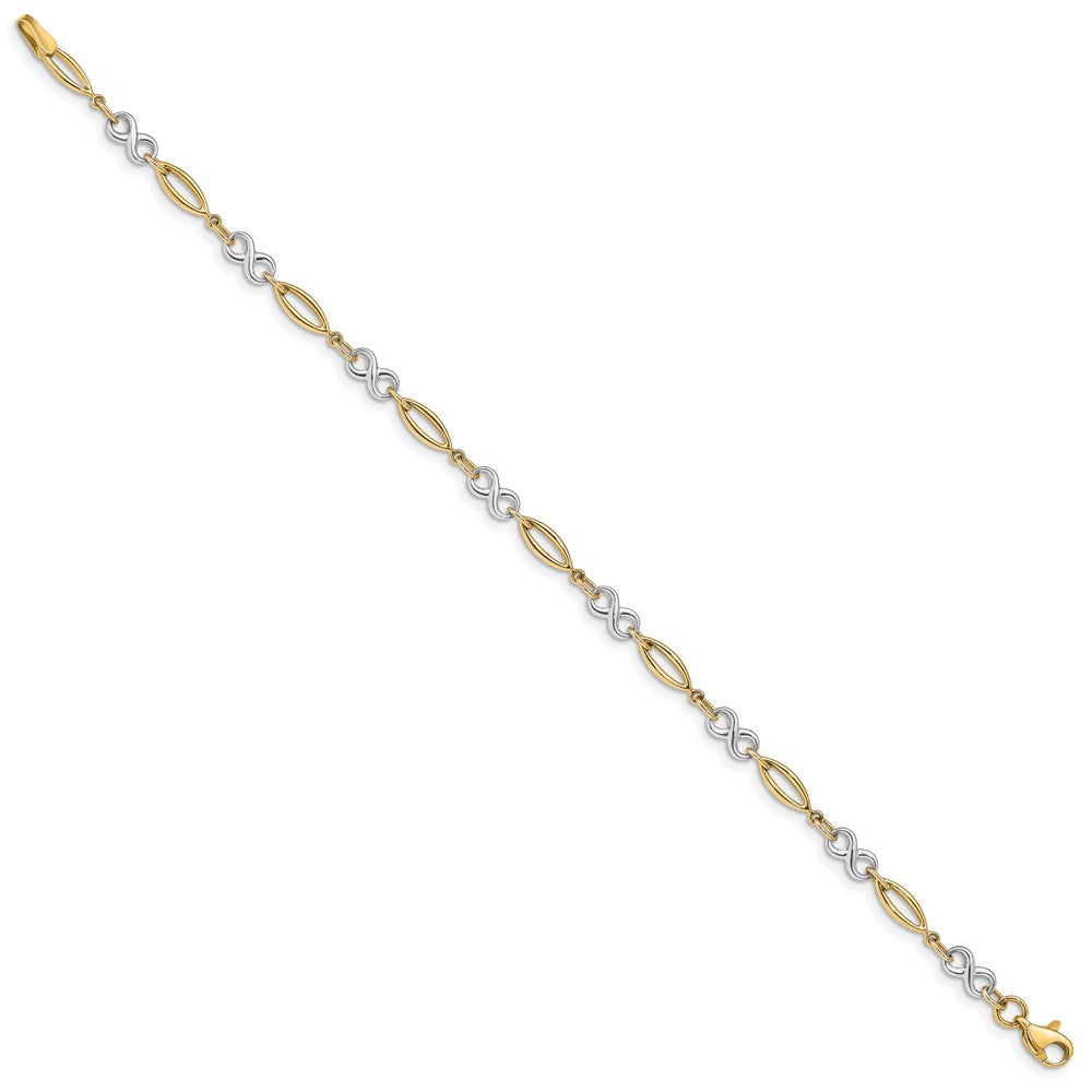 14k Two-tone 4 mm Polished Infinity Bracelet (2.58 grams)