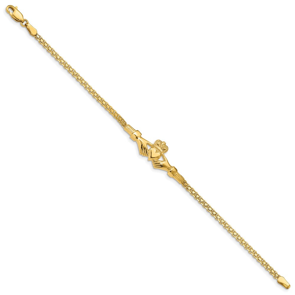14k Yellow Gold 13 mm Polished Claddagh Bracelet (4.47 grams)