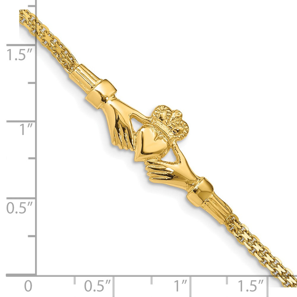 14k Yellow Gold 13 mm Polished Claddagh Bracelet (4.47 grams)