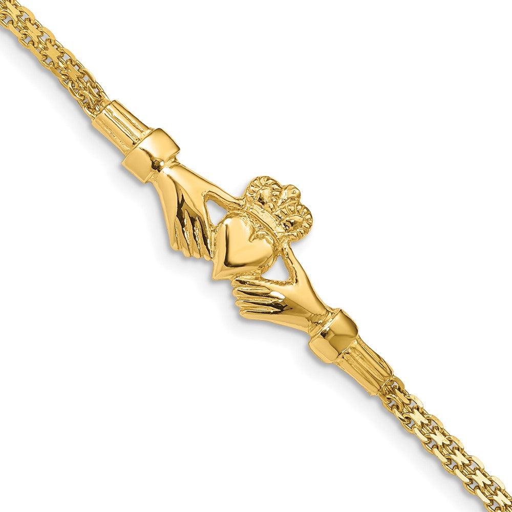 14k Yellow Gold 13 mm Polished Claddagh Bracelet (4.47 grams)