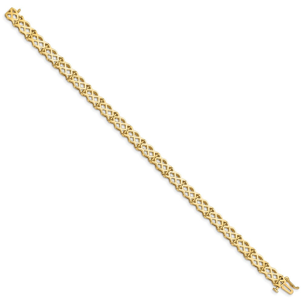 14k Yellow Gold 8 mm Polished Criss Cross Bracelet (10.95 grams)