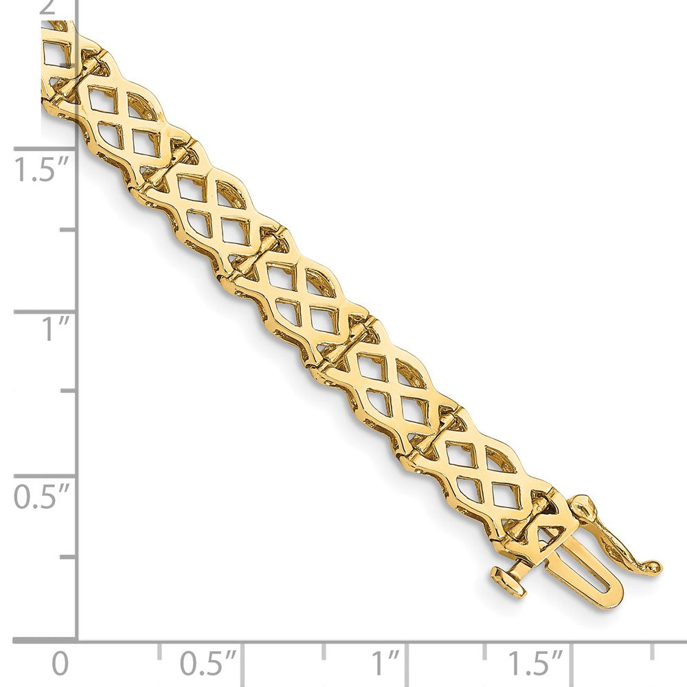 14k Yellow Gold 8 mm Polished Criss Cross Bracelet (10.95 grams)