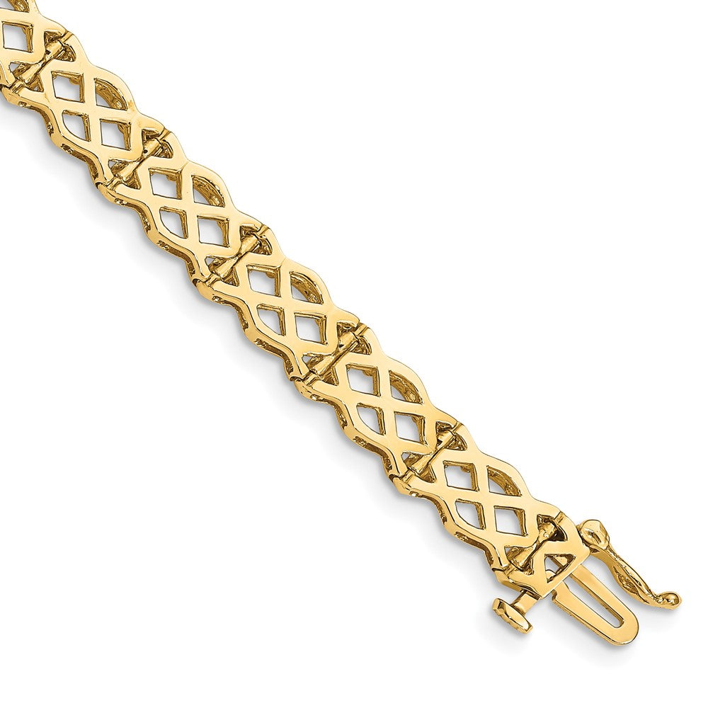 14k Yellow Gold 8 mm Polished Criss Cross Bracelet (10.95 grams)