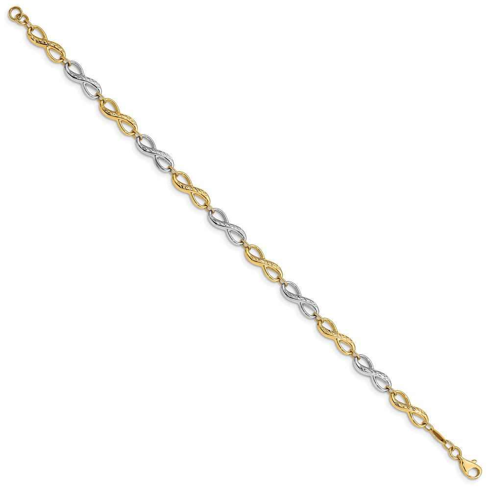 14k Two-tone 5 mm Infinity Symbol Bracelet (3.9 grams)