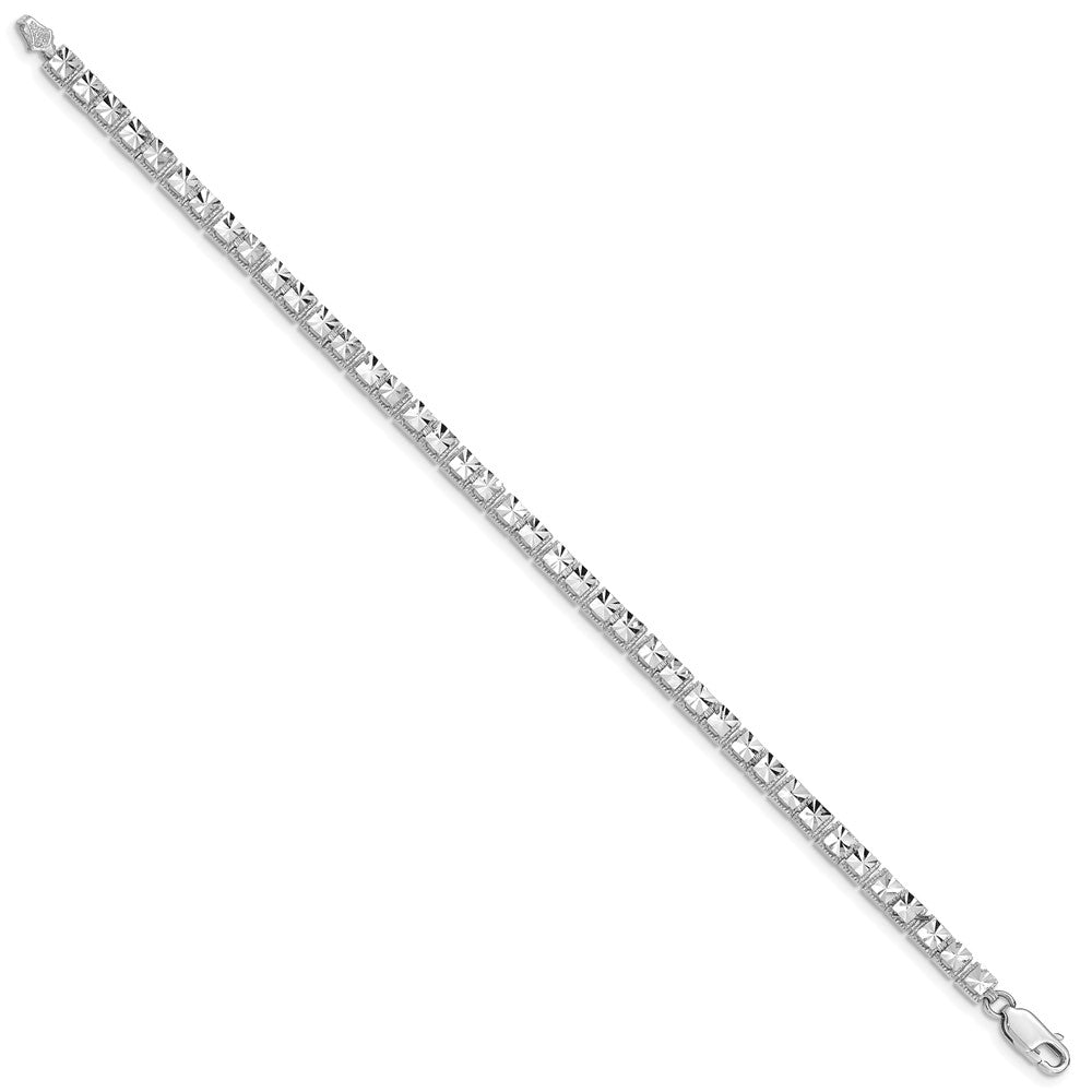 14k White Gold 4 mm Diamond-Cut Bracelet (6.37 grams)