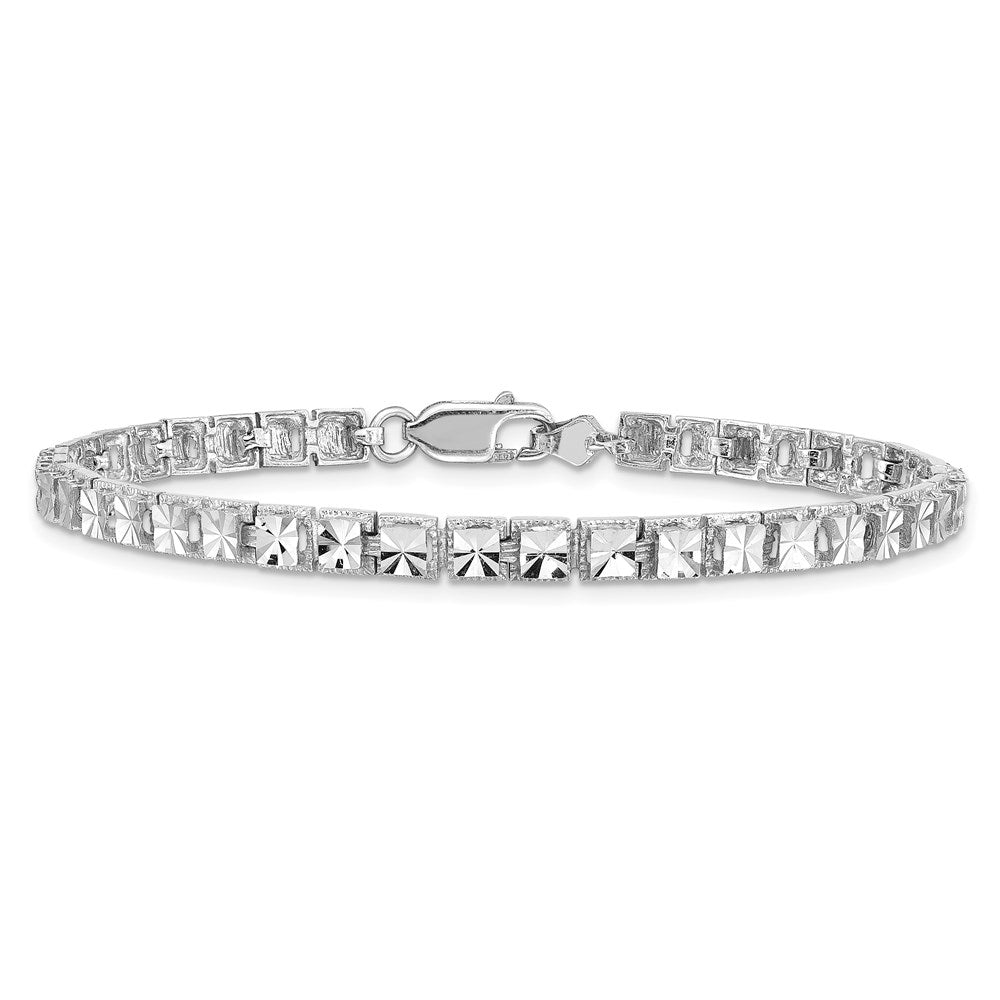 14k White Gold 4 mm Diamond-Cut Bracelet (6.37 grams)