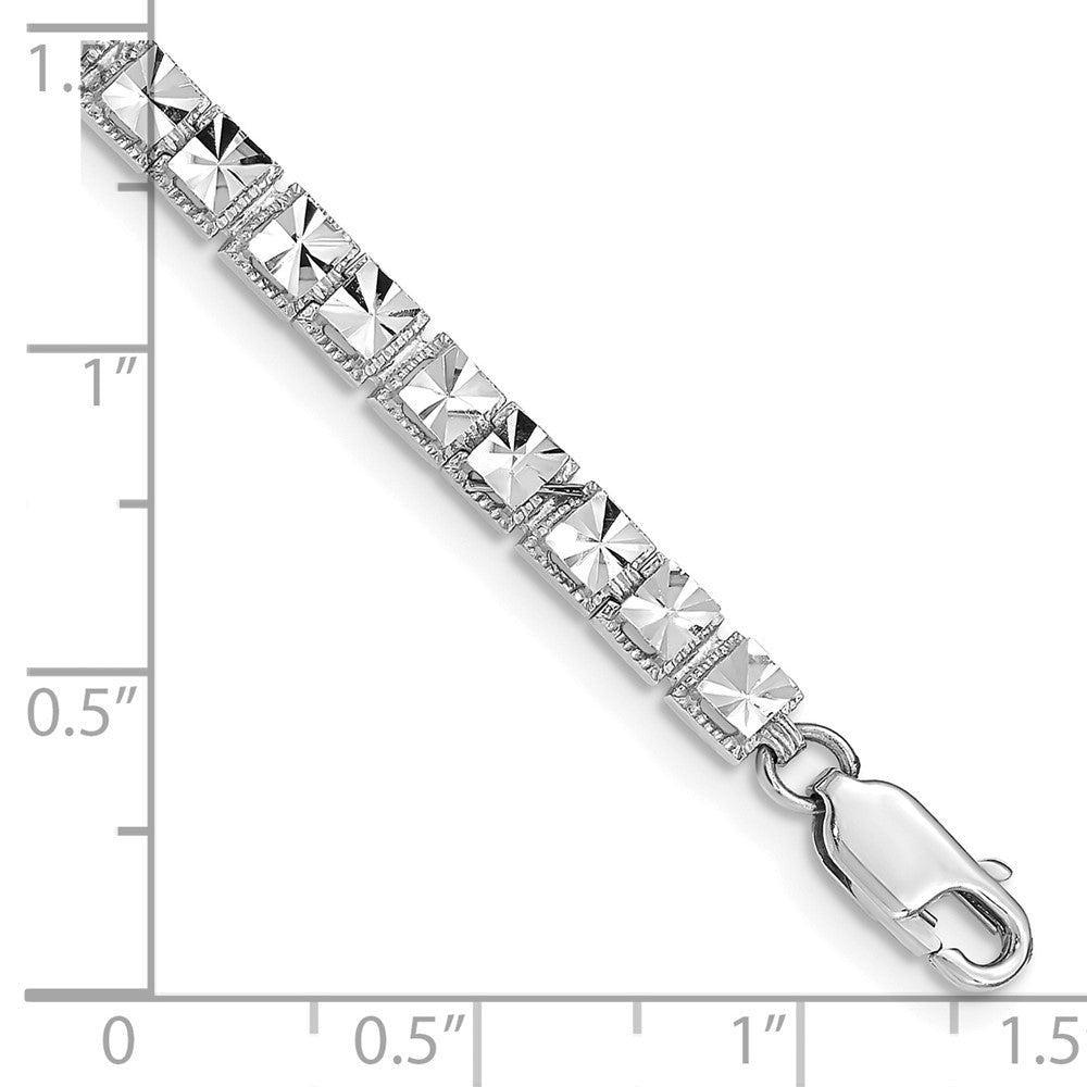 14k White Gold 4 mm Diamond-Cut Bracelet (6.37 grams)