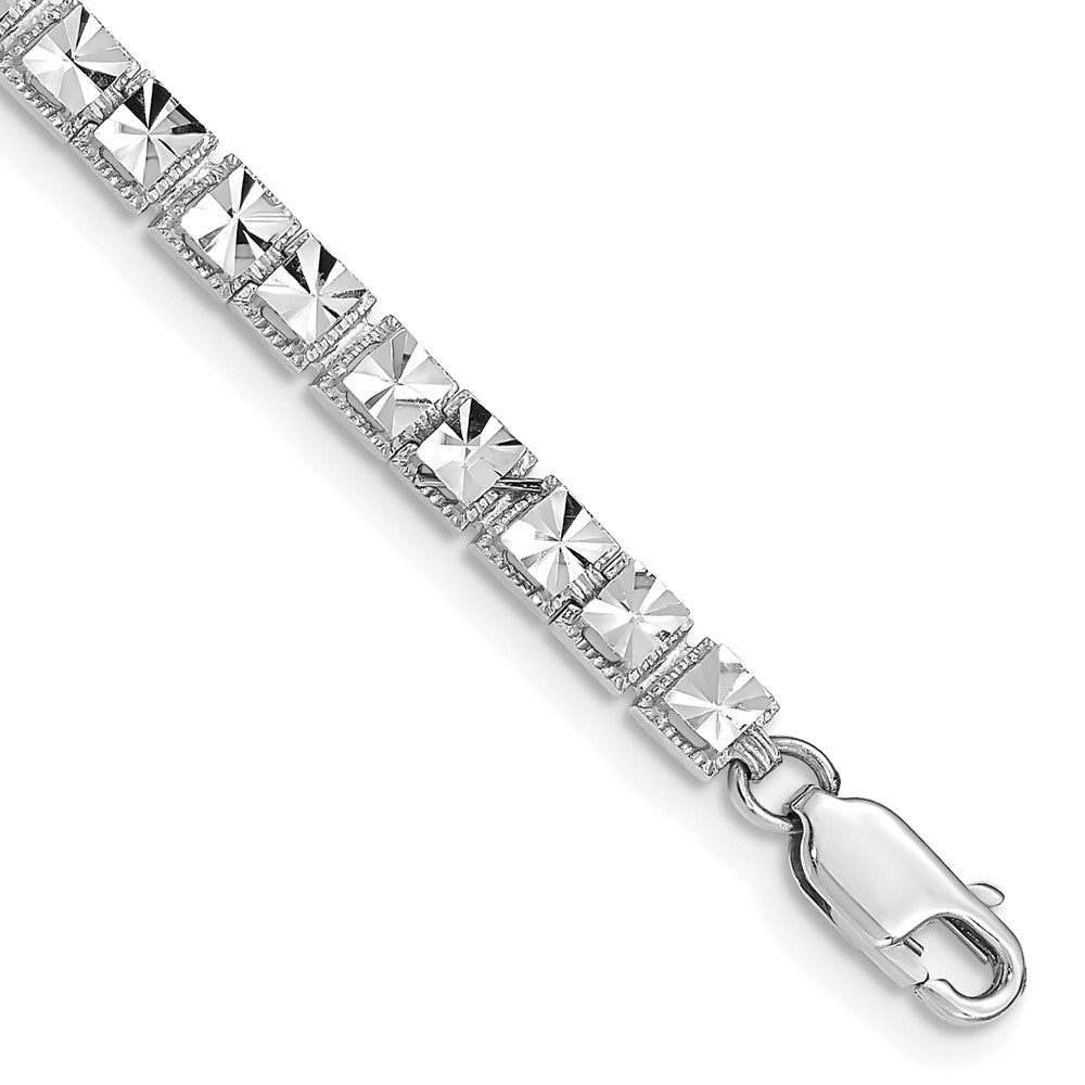 14k White Gold 4 mm Diamond-Cut Bracelet (6.37 grams)
