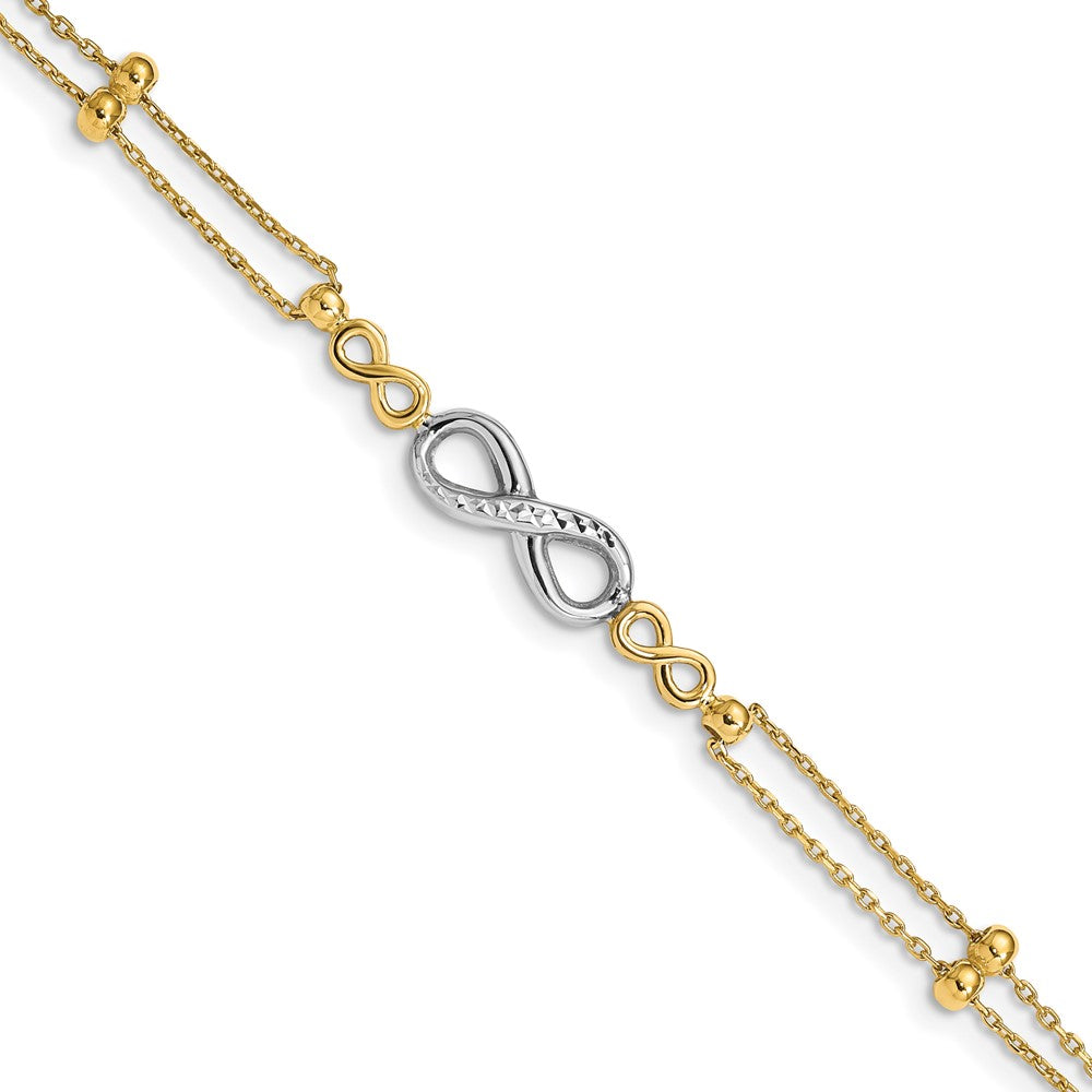 14k Two-tone 6 mm Polished D/C Multi-Strand Infinity Bracelet (2.14 grams)
