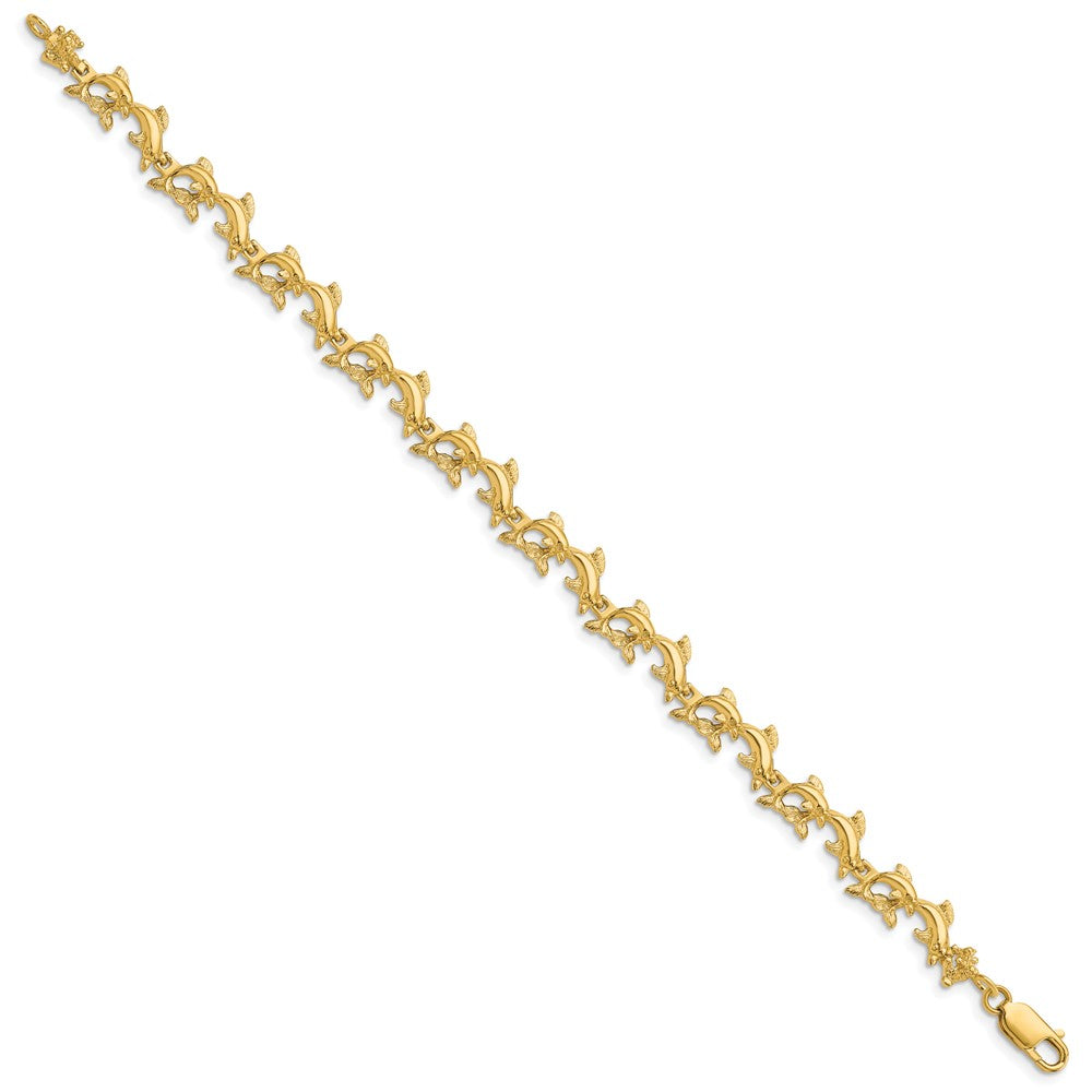 14k Yellow Gold 6.22 mm Dolphins Bracelet (7.51 grams)