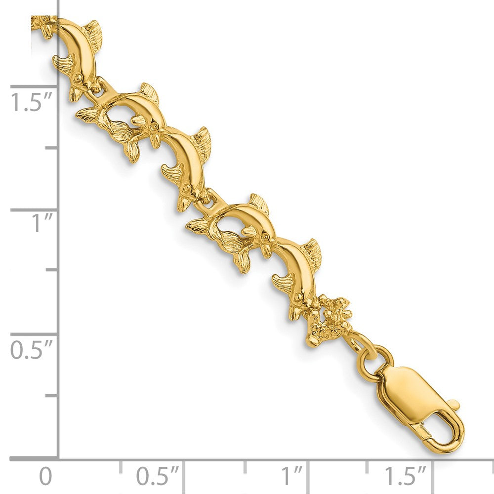 14k Yellow Gold 6.22 mm Dolphins Bracelet (7.51 grams)